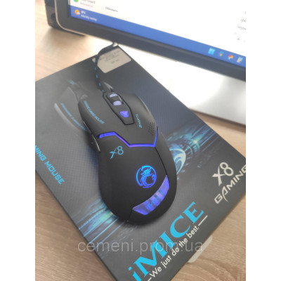 Игровая проводная мышь IMICE X8 — оптическая мышка с RGB-подсветкой, USB