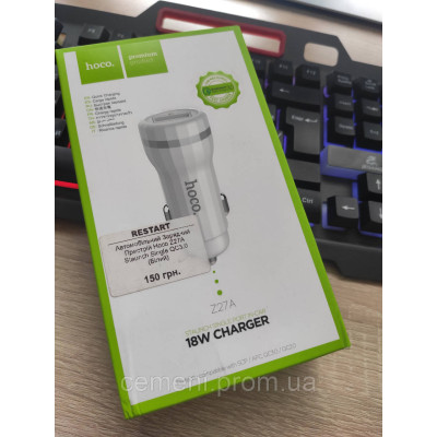 Автомобильное зарядное устройство HOCO Z27A — 1 USB, QC3.0, белое