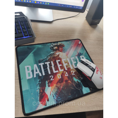 Коврик для мыши с принтом Battlefield 2042 — игровой, резиновая основа, тканевое покрытие