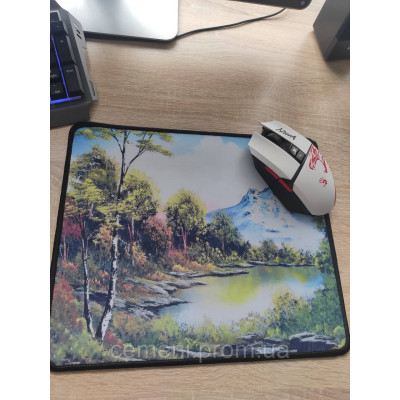 Коврик для мыши с принтом Пейзаж природы — тканевый, резиновая основа, художественный дизайн