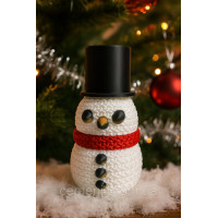 3D снеговик декоративный — новогодняя статуэтка под ёлку из шёлкового  пластика (красно-белый, ручная сборка)