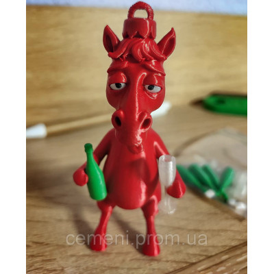 Новогодняя лошадка «После полуночи» | Елочная игрушка-сувенир | 3D печать, шёлковый пластик