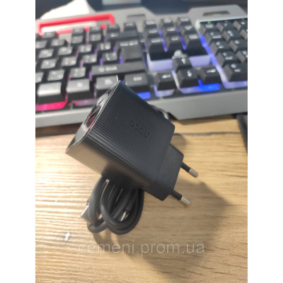 Зарядное Hoco CS84A 30W, USB-A + Type-C, дисплей, кабель в комплекте