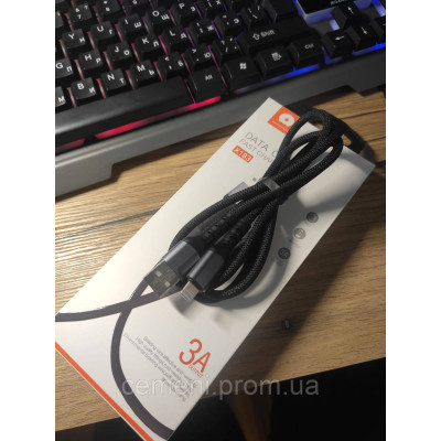Кабель WUW X183 USB-A – Lightning, 3A, тканевая оплётка